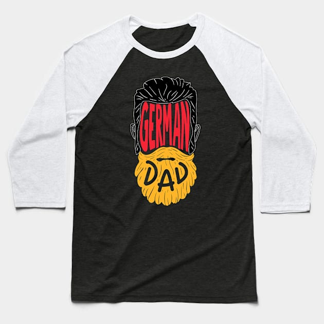 Bearded German Dad - Beard Tattoo Gift Baseball T-Shirt by biNutz